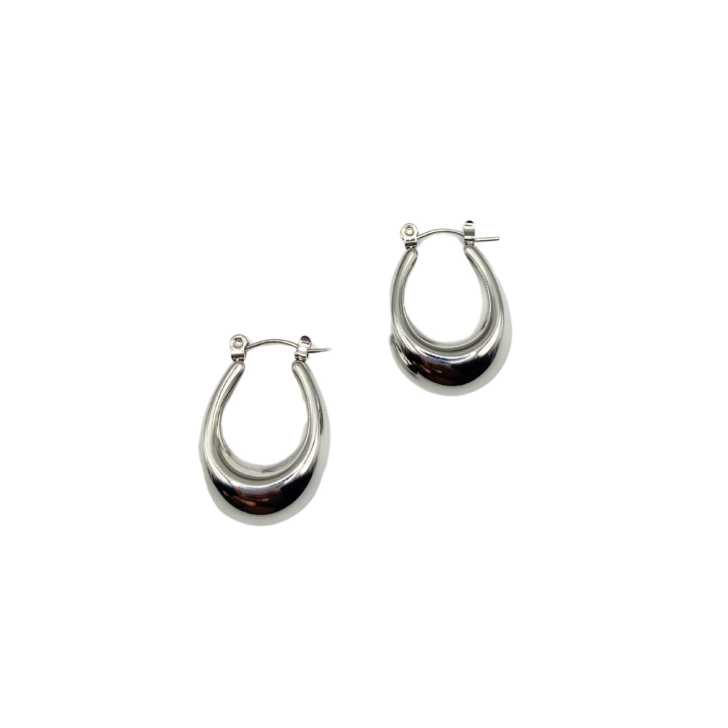 Silver Oval Hoops