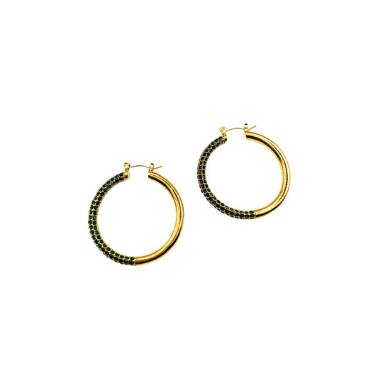 Charlotte Green Jeweled Hoops