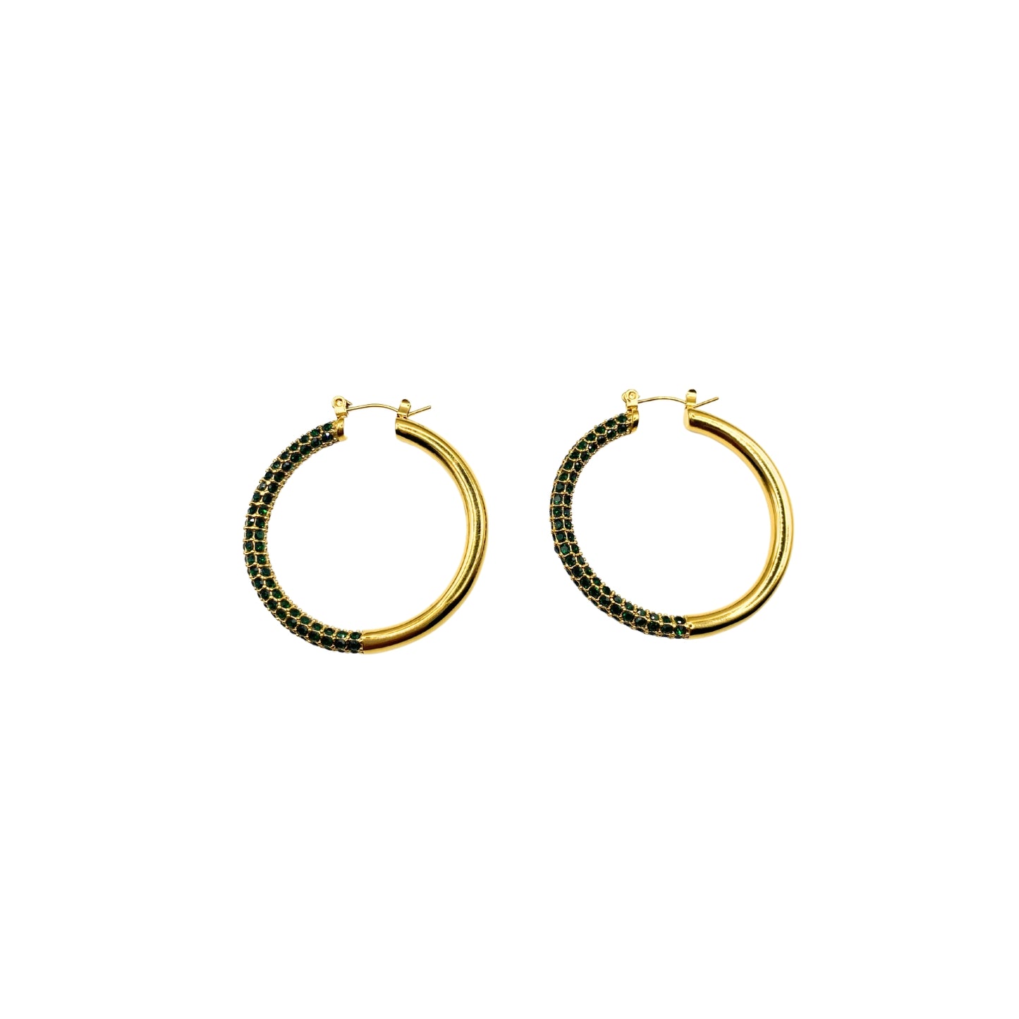 Charlotte Green Jeweled Hoops